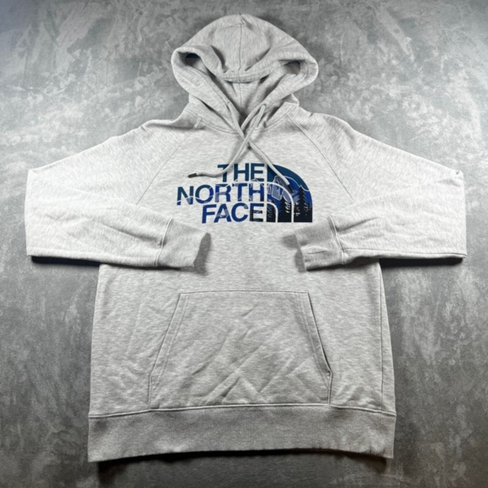 The North Face Womens Gray Mountain Graphic Logo Hoodie‎ Pullover Size Medium